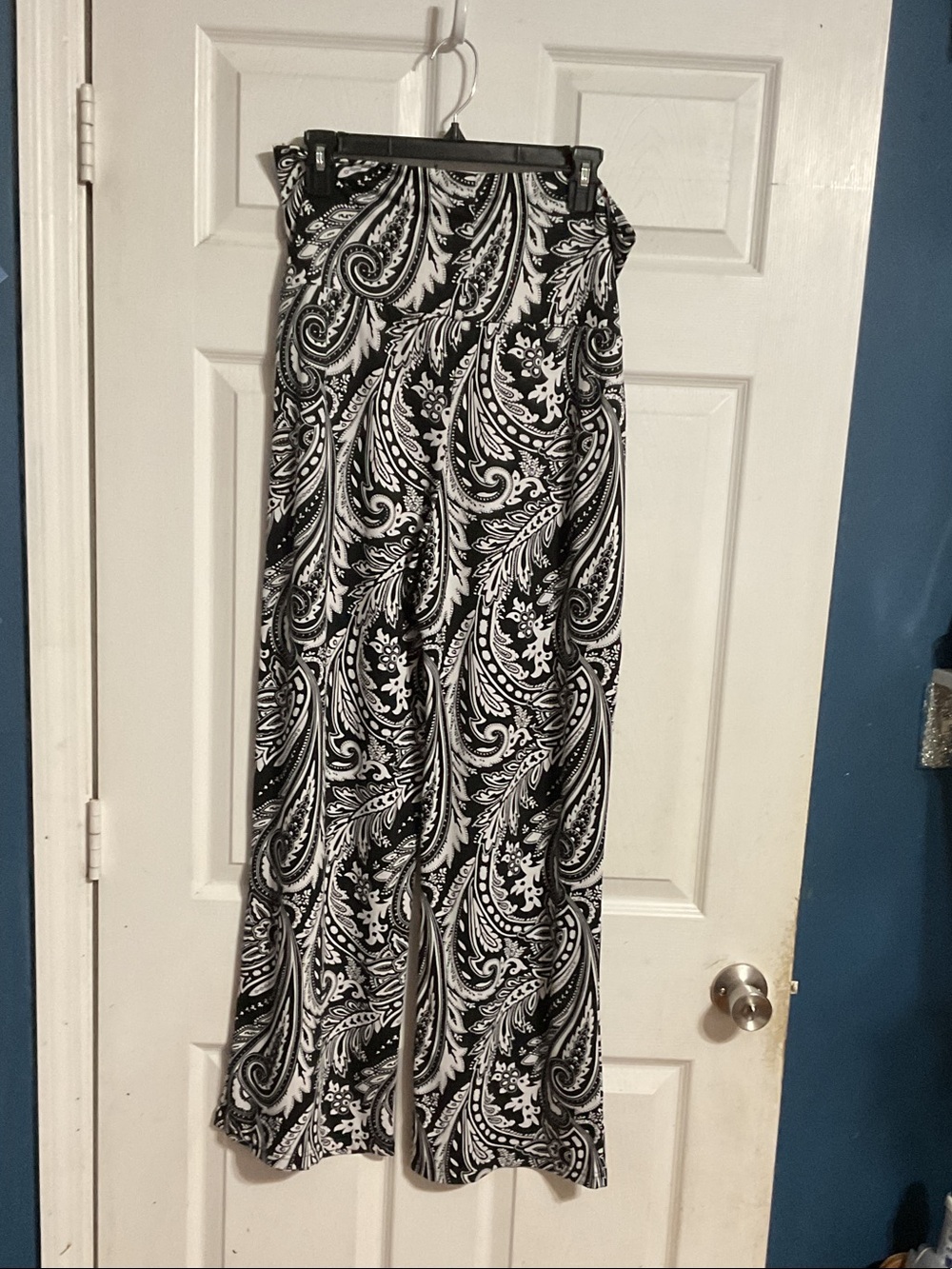 White Mark Black & White Paisley Wide Leg Pants size xl